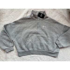 Under Armour Women's Icon Fleece Oversized Half Zip Pullover Gray Medium NWOT